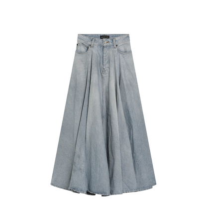 Godet Maxi Skirt in Dirty Light Blue
