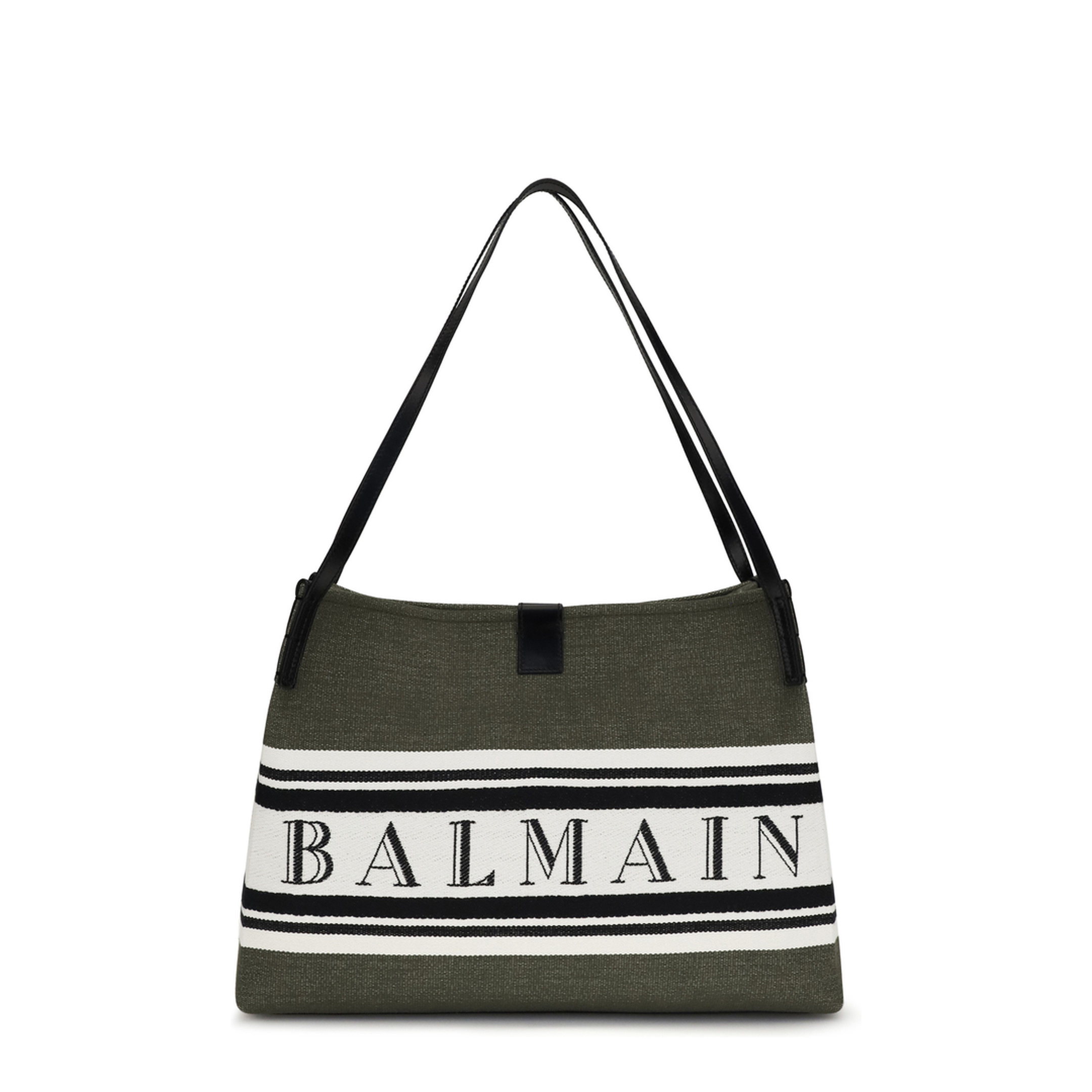 MAYFEYR - Balmain - Medium Canvas And Leather Release Tote - GN0FF034TJBR