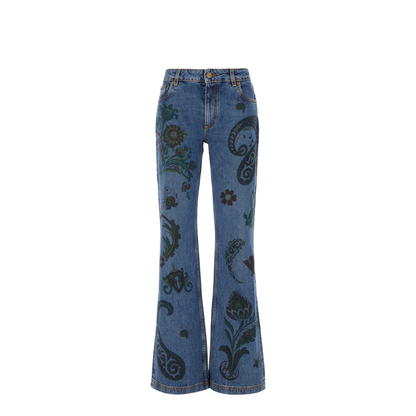 Flared Jeans Flower Bee Print