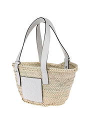 Raffia Small Basket Bag, Silver Hardware