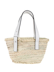 Raffia Small Basket Bag, Silver Hardware