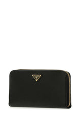 Saffiano Leather Long Wallet, Gold Hardware