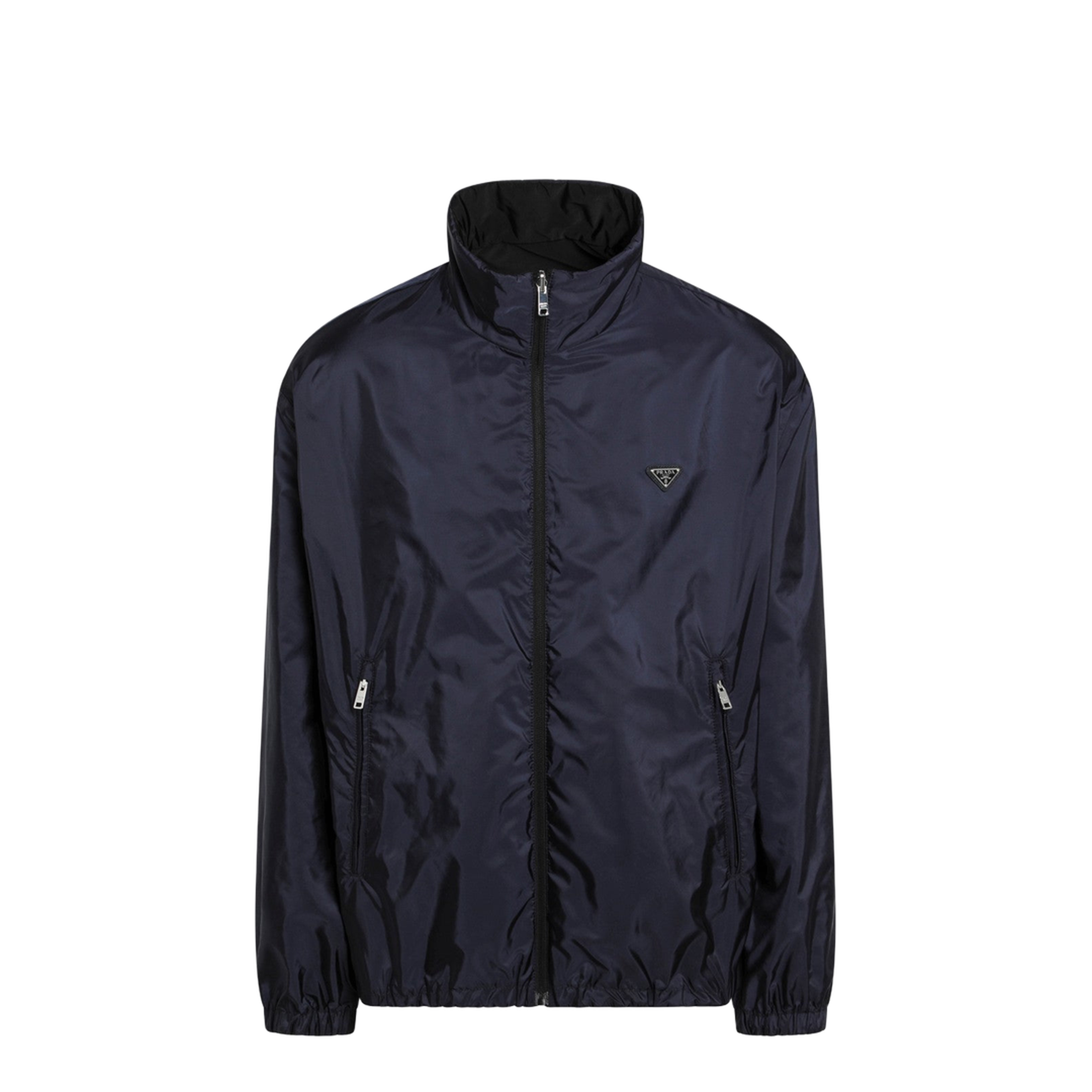 Black and Blue Reversible Re-Nylon Zip-Up Jacket