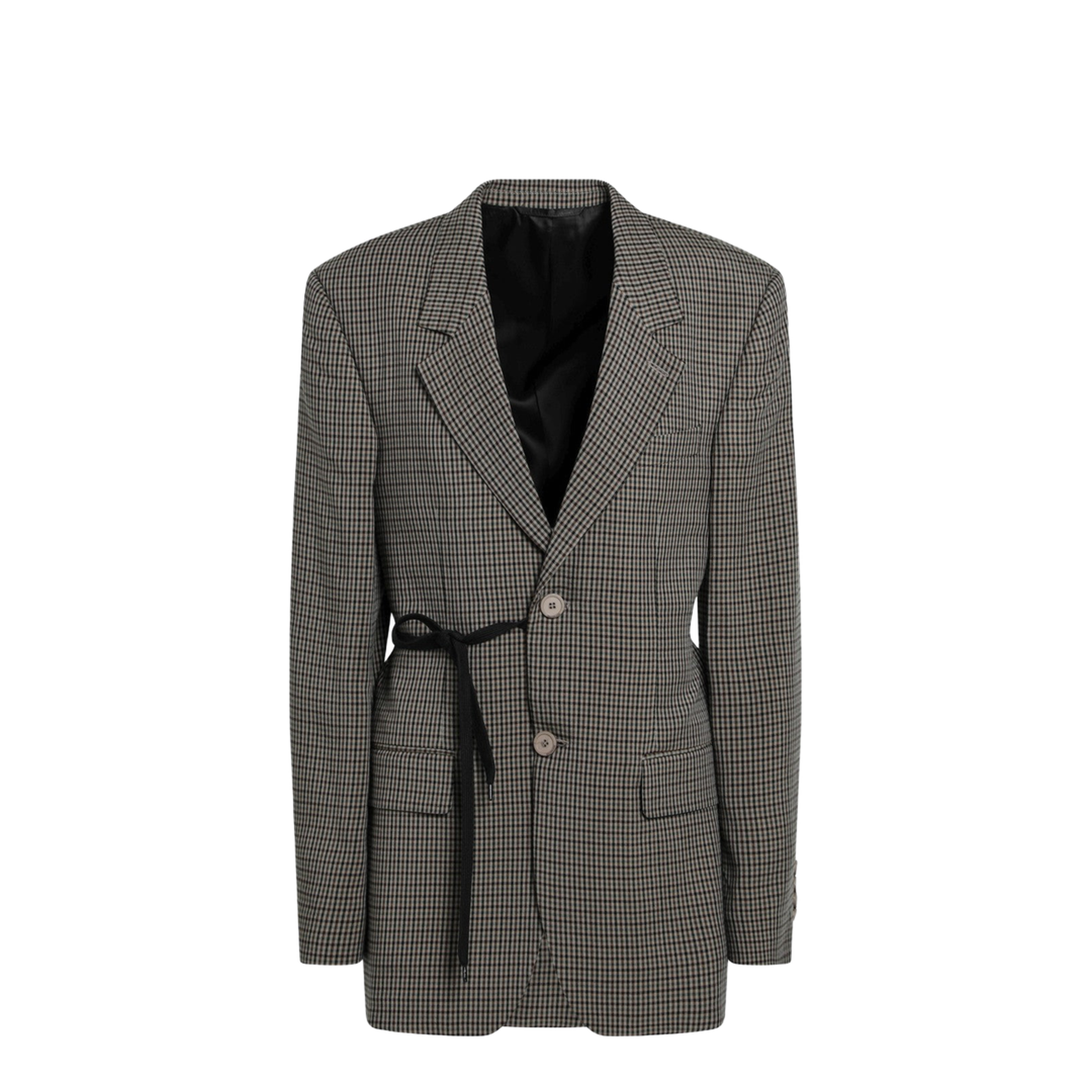Wrap Tailored Jacket in Khaki/Brown