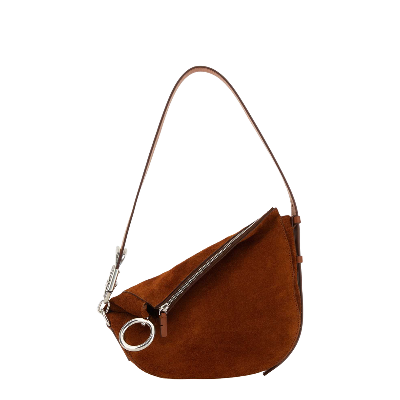 Asymmetric-Design Suede Shoulder Bag