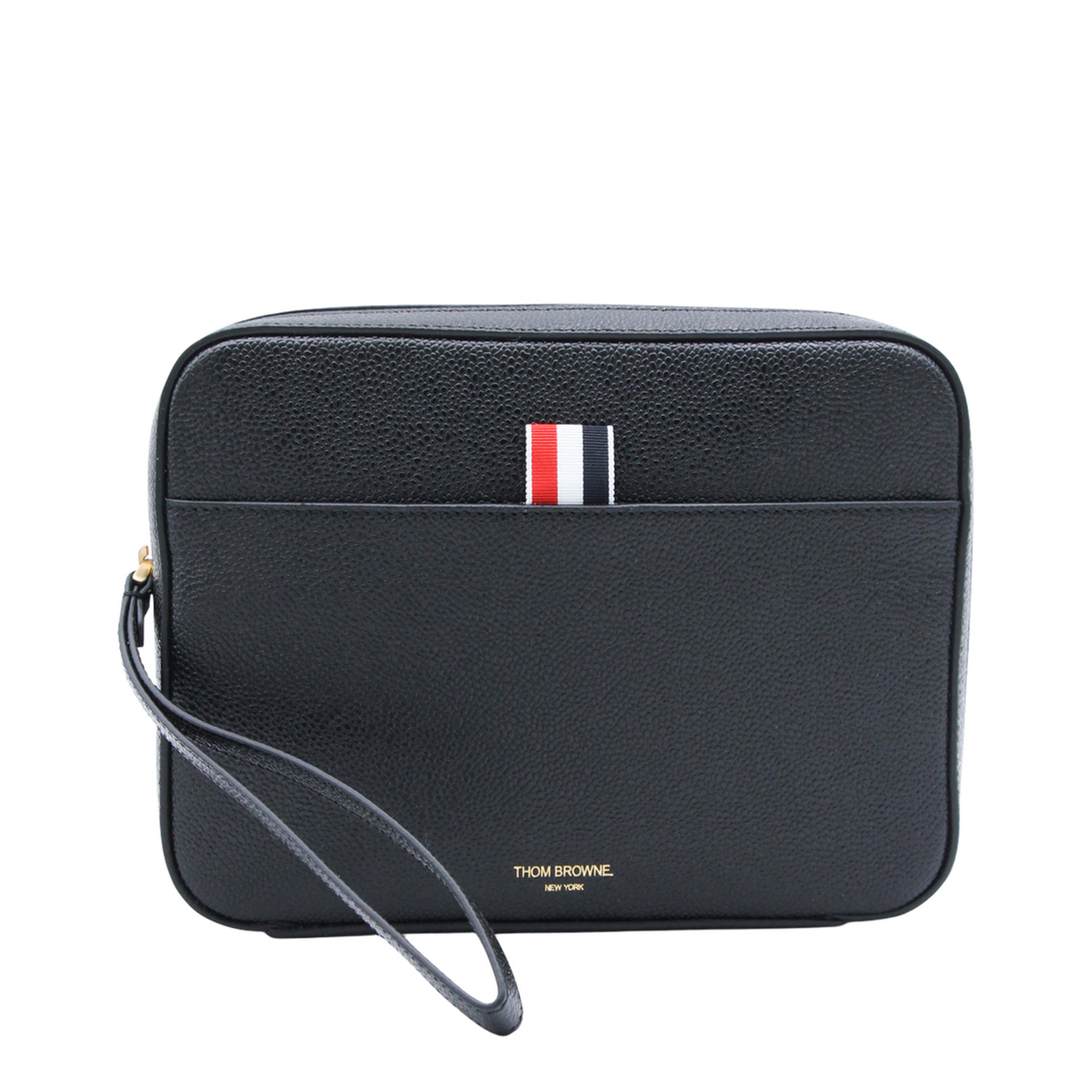 Leather Clutch With RWB Strap in Black