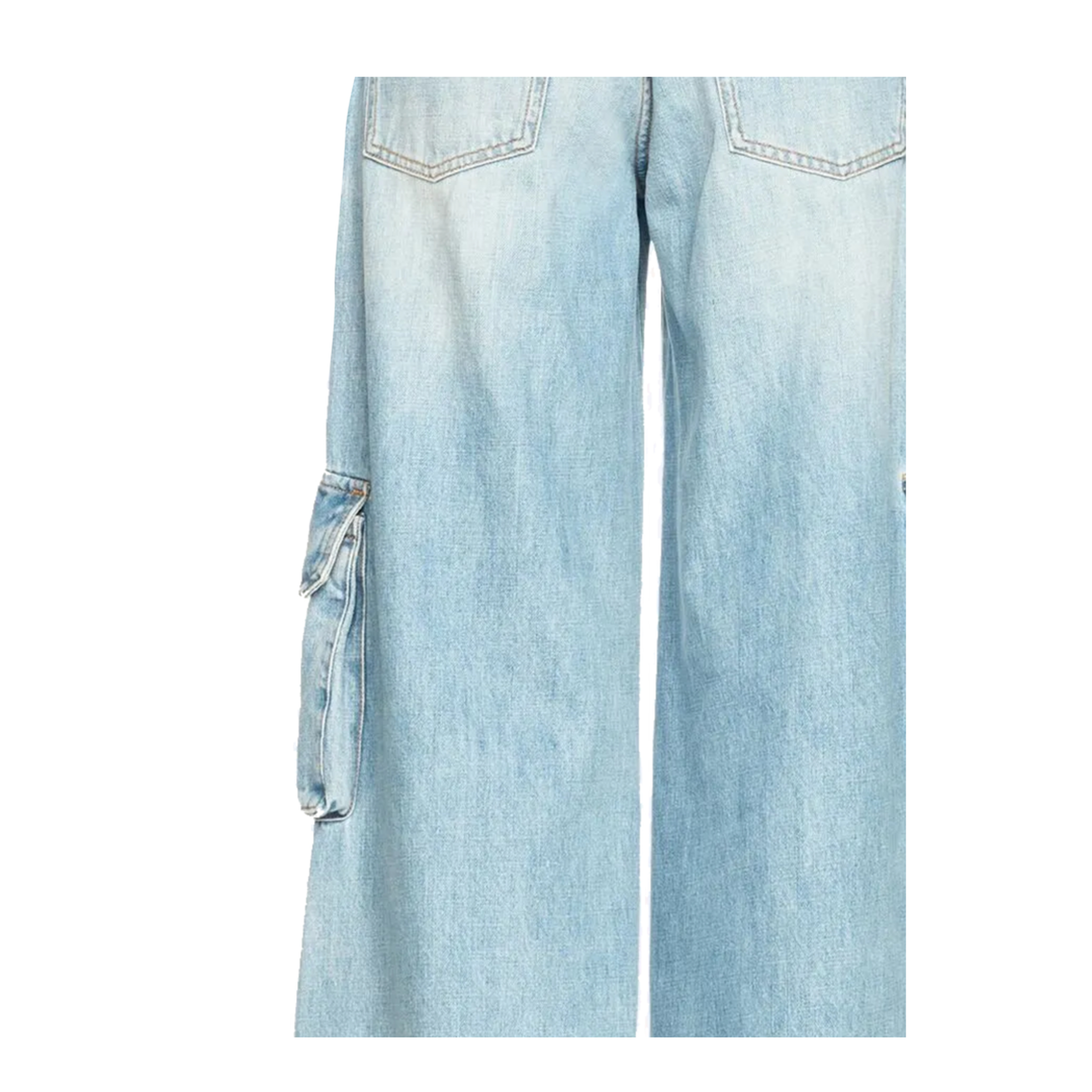 DENIM WIDE CARGO PANTS BLUE