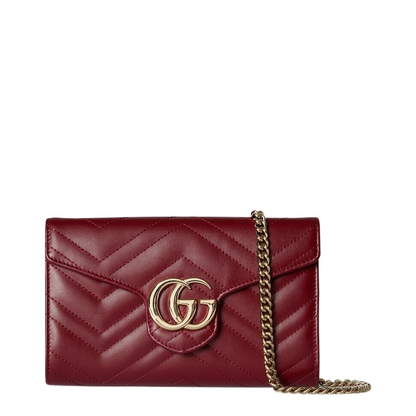 Wallet on Chain in Rosso Ancora Red Leather