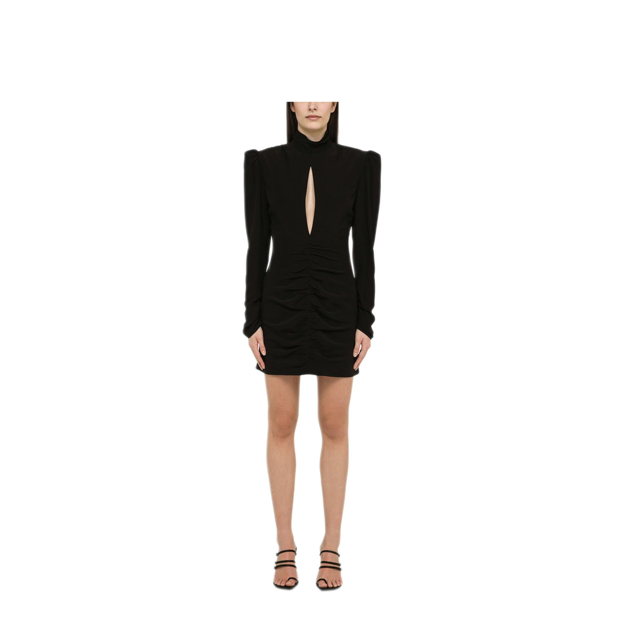 MAYFEYR - Alessandra Rich - Black Draped Silk Minidress - FABX3617F30570900
