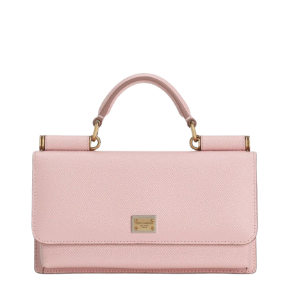 Pink Mini Bag in Dauphine Leather with Logo Tag