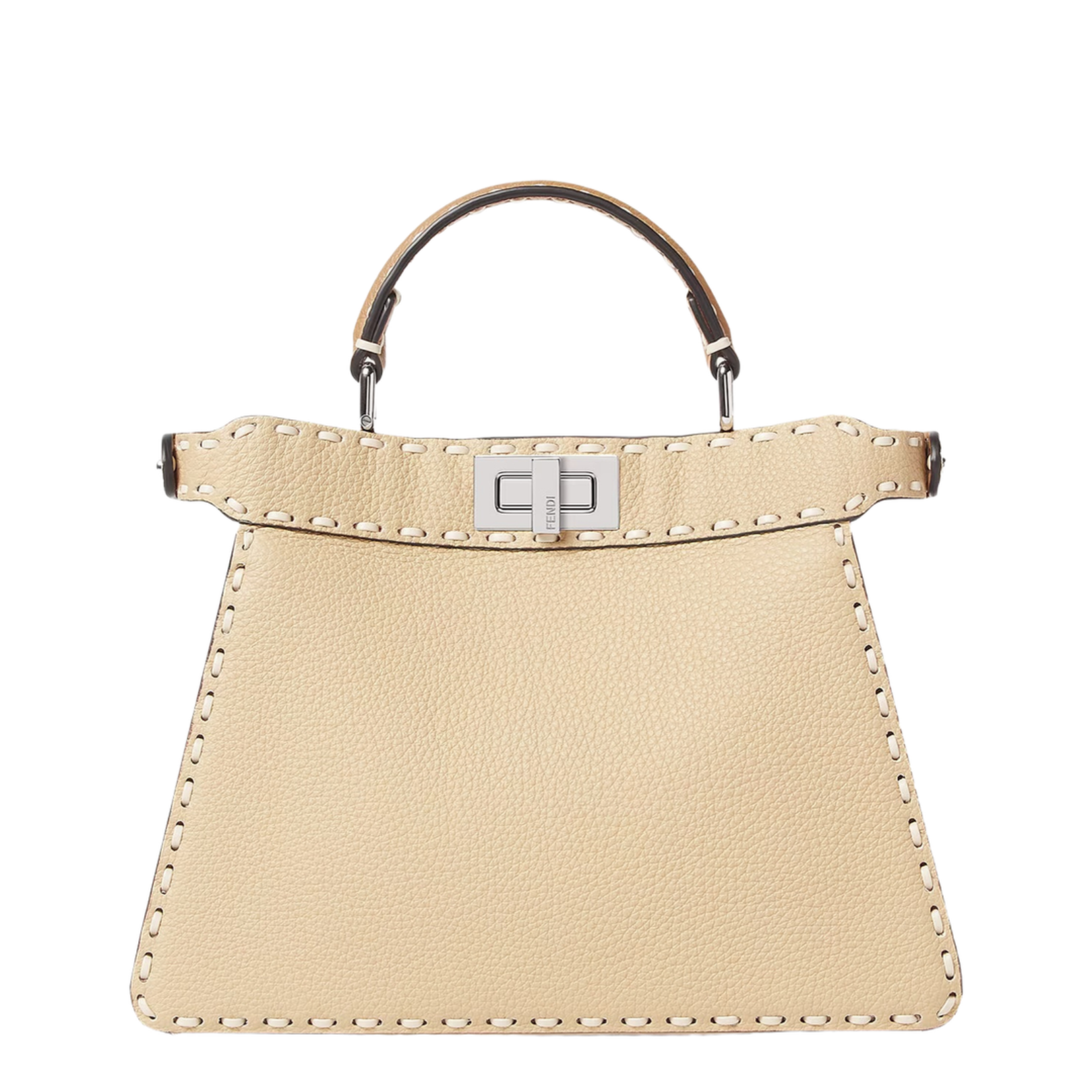 Peekaboo ISeeU Small Leather Top Handle Bags - Beige