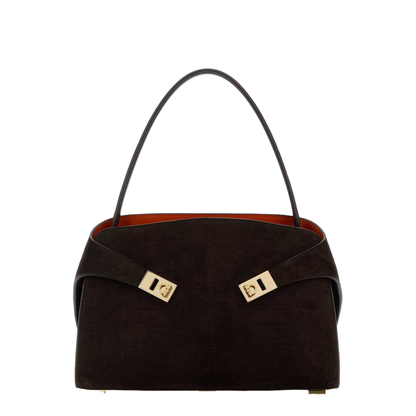 Dark Brown Suede Medium Hug Soft Shoulder Bag