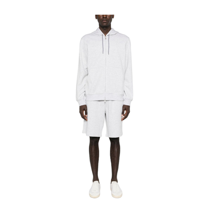 Heather Grey Cotton Blend Drawstring Hoodie