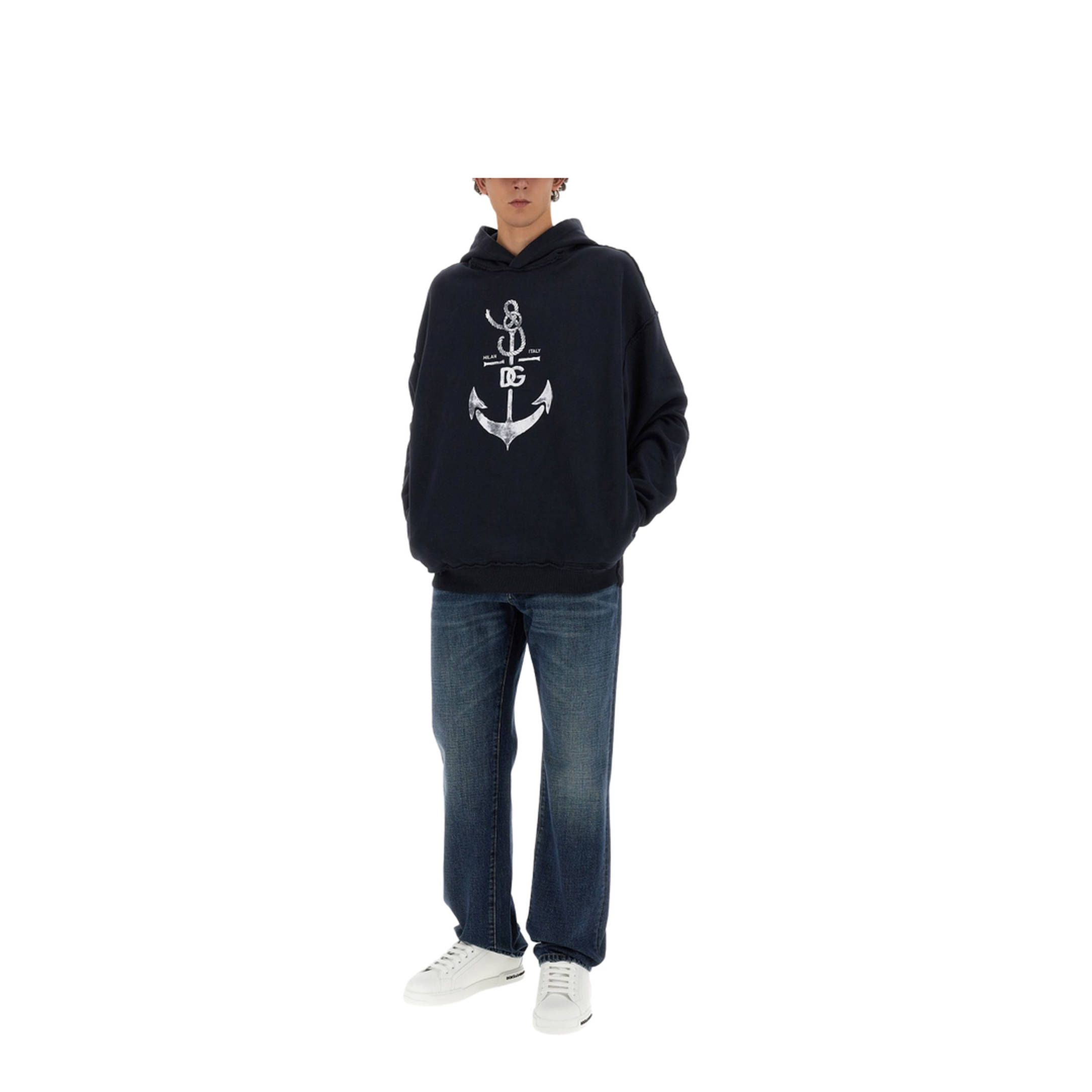 Sweatshirt with Navy Print
