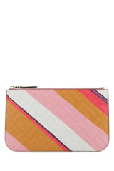 FF Logo Embossed Striped Zipped Wallet GHW