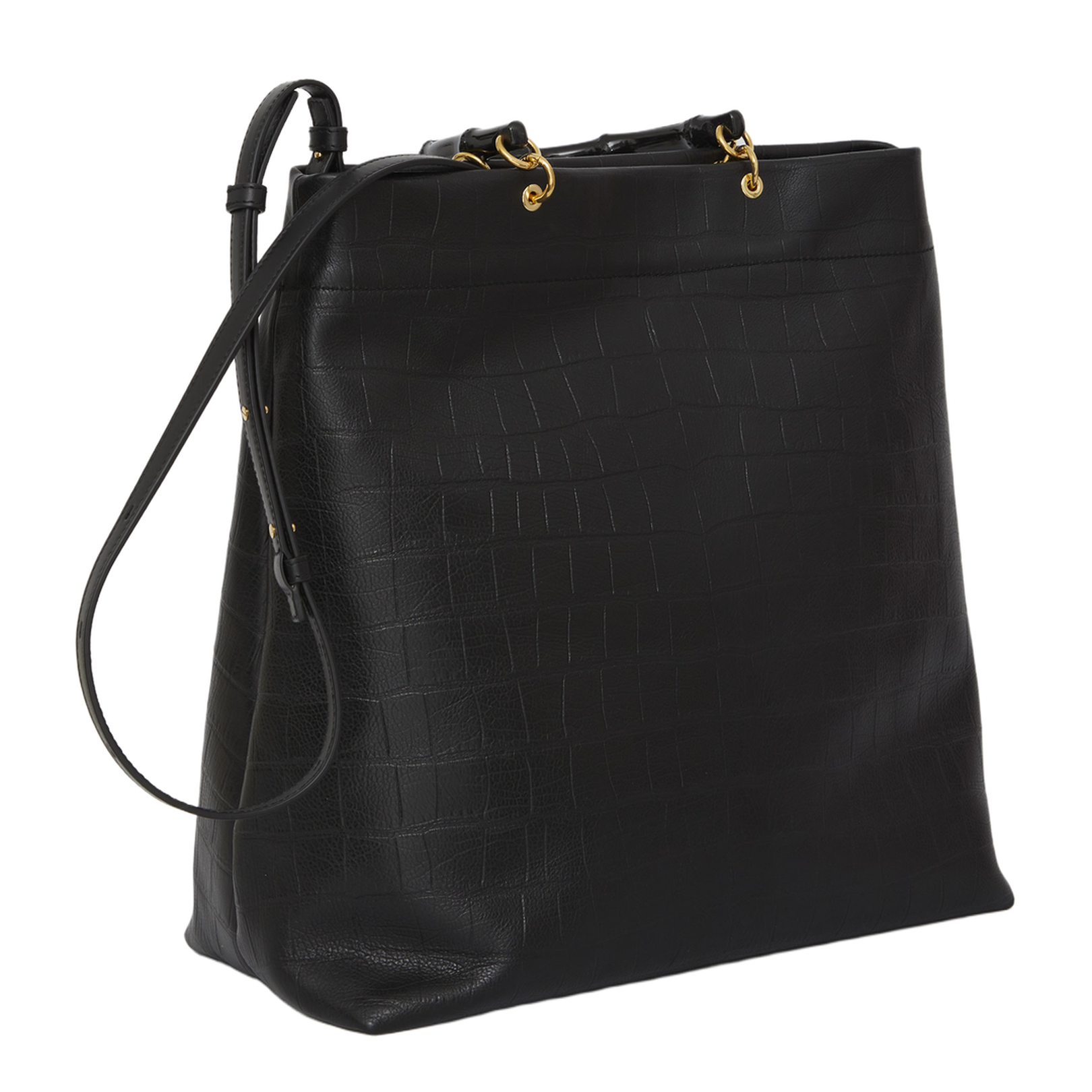 Crocodile Embossed Leather Tote Bag