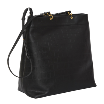 Crocodile Embossed Leather Tote Bag