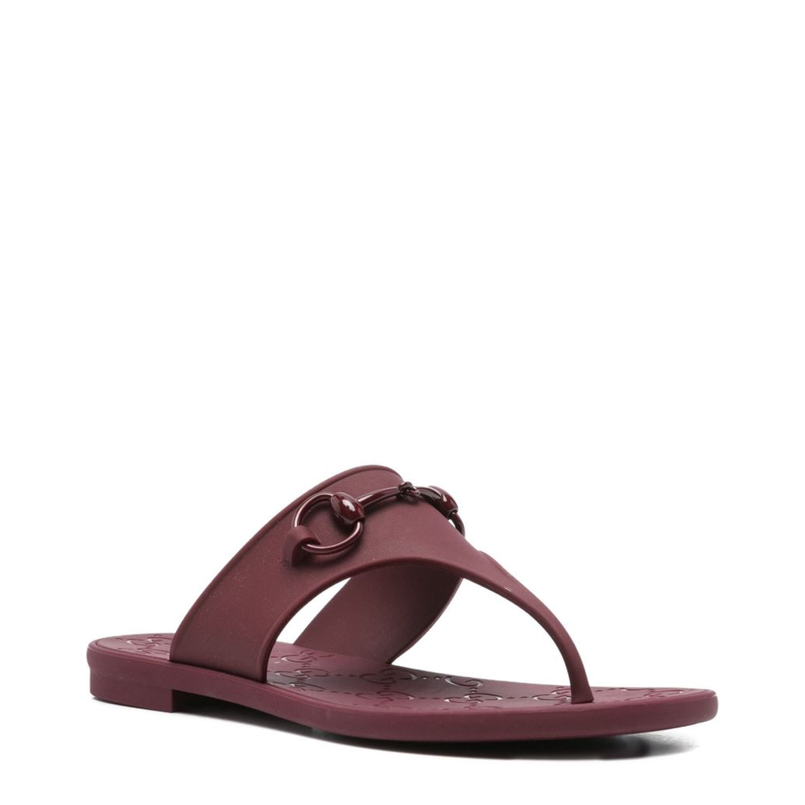 Thong Sandal with Horsebit in Rosso Ancora Rubber