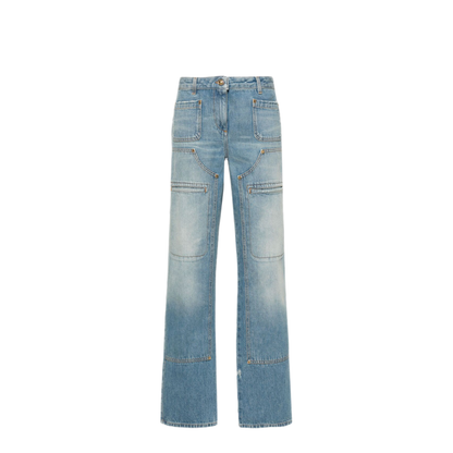 MAYFEYR - Palm Angels - Knee-Panel Mid-Rise Straight Jeans - PWYA034S24DEN0014040