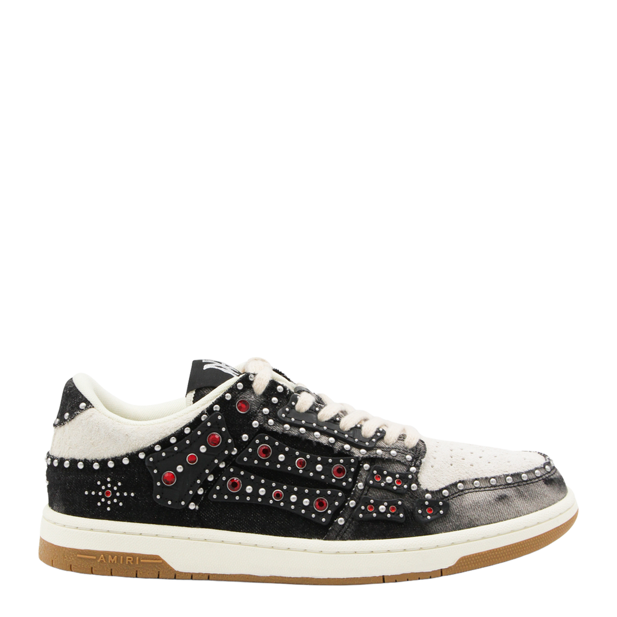Skel Top Black Sneaker With Beads And Crystals