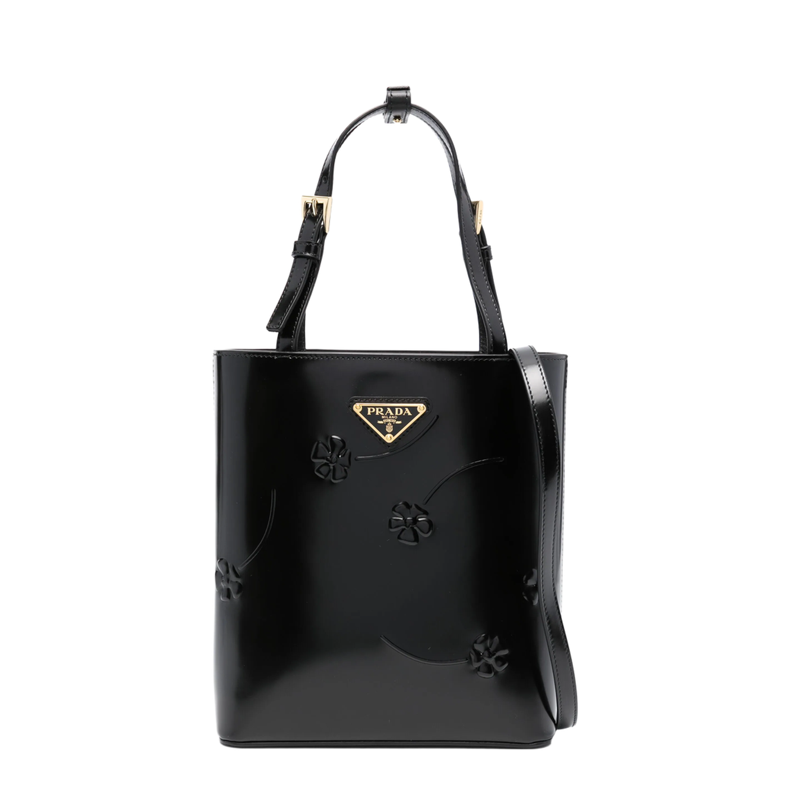 Floral-Embellished Leather Tote Bag