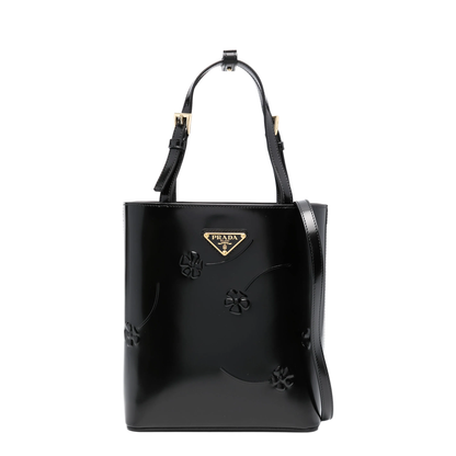 Floral-Embellished Leather Tote Bag