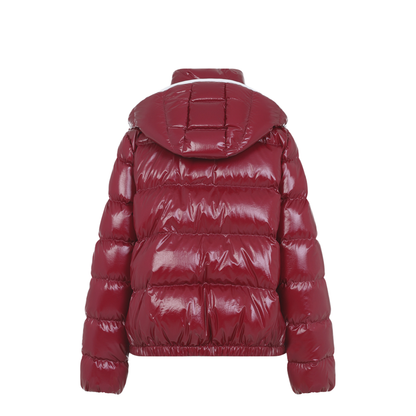Cherry Pink Andro Hooded Short Down Jacket