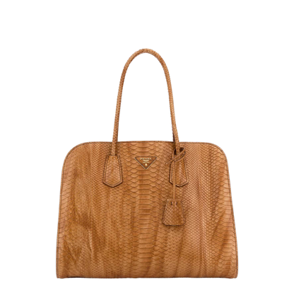 Orange Leather Shopping Bag