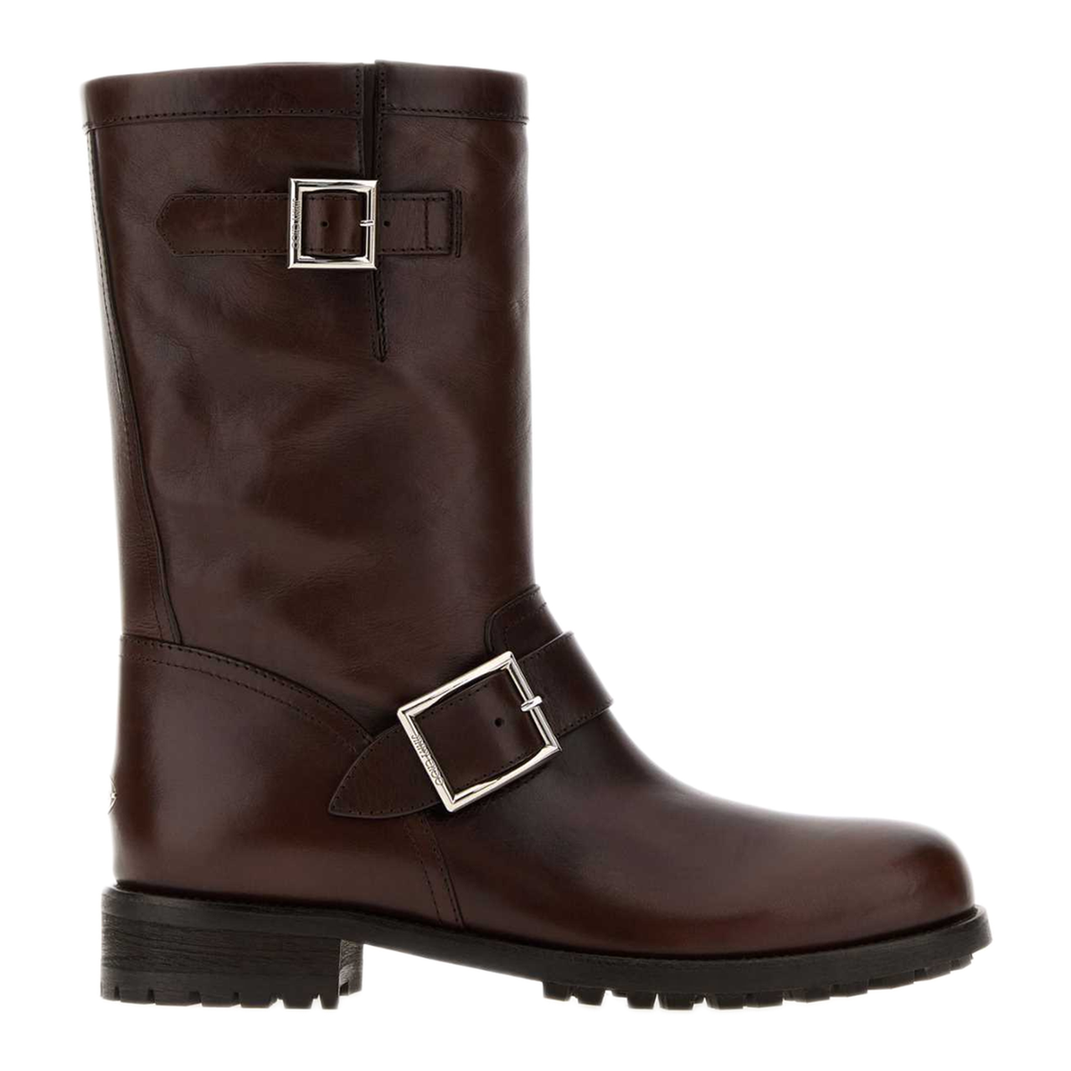 MAYFEYR - Jimmy Choo - Chocolate Leather Biker Boots - BIKERMIDSVHCHOCOLATE