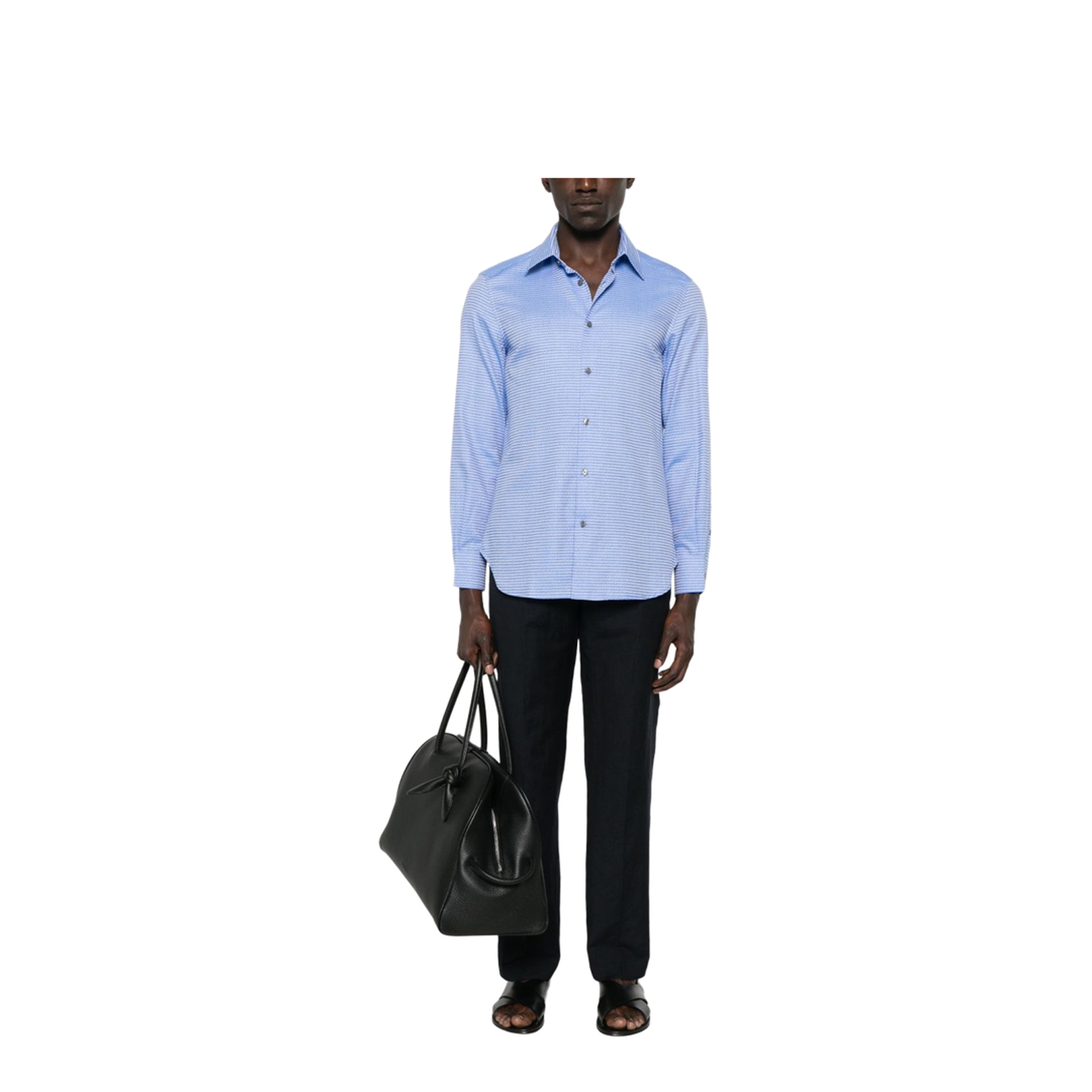 Cotton Shirt with All-Over Jacquard Logo