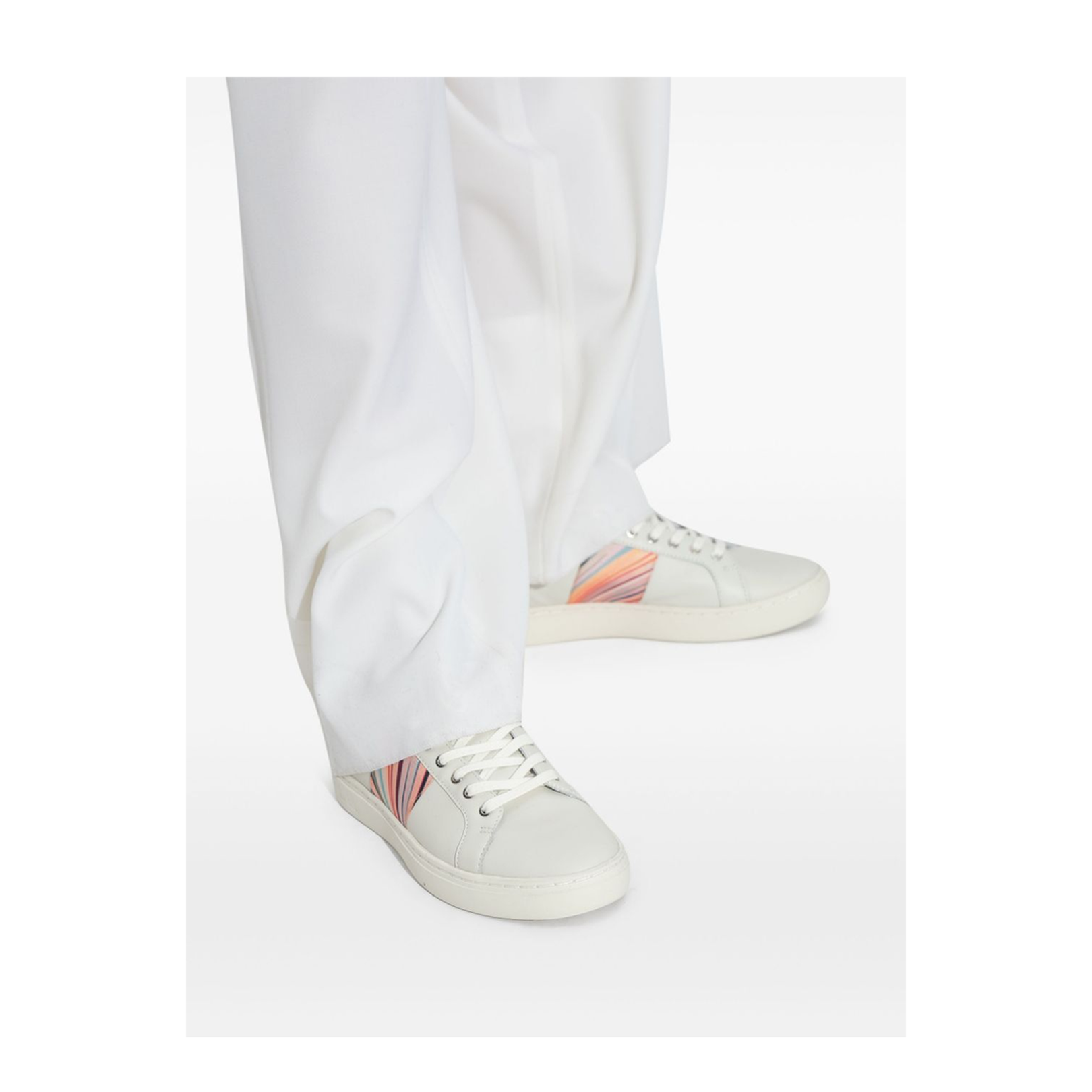White Front Lace-Up Fastening Padded Ankle Flat Sole