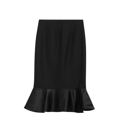 Black Grain de Poudre Wool Skirt