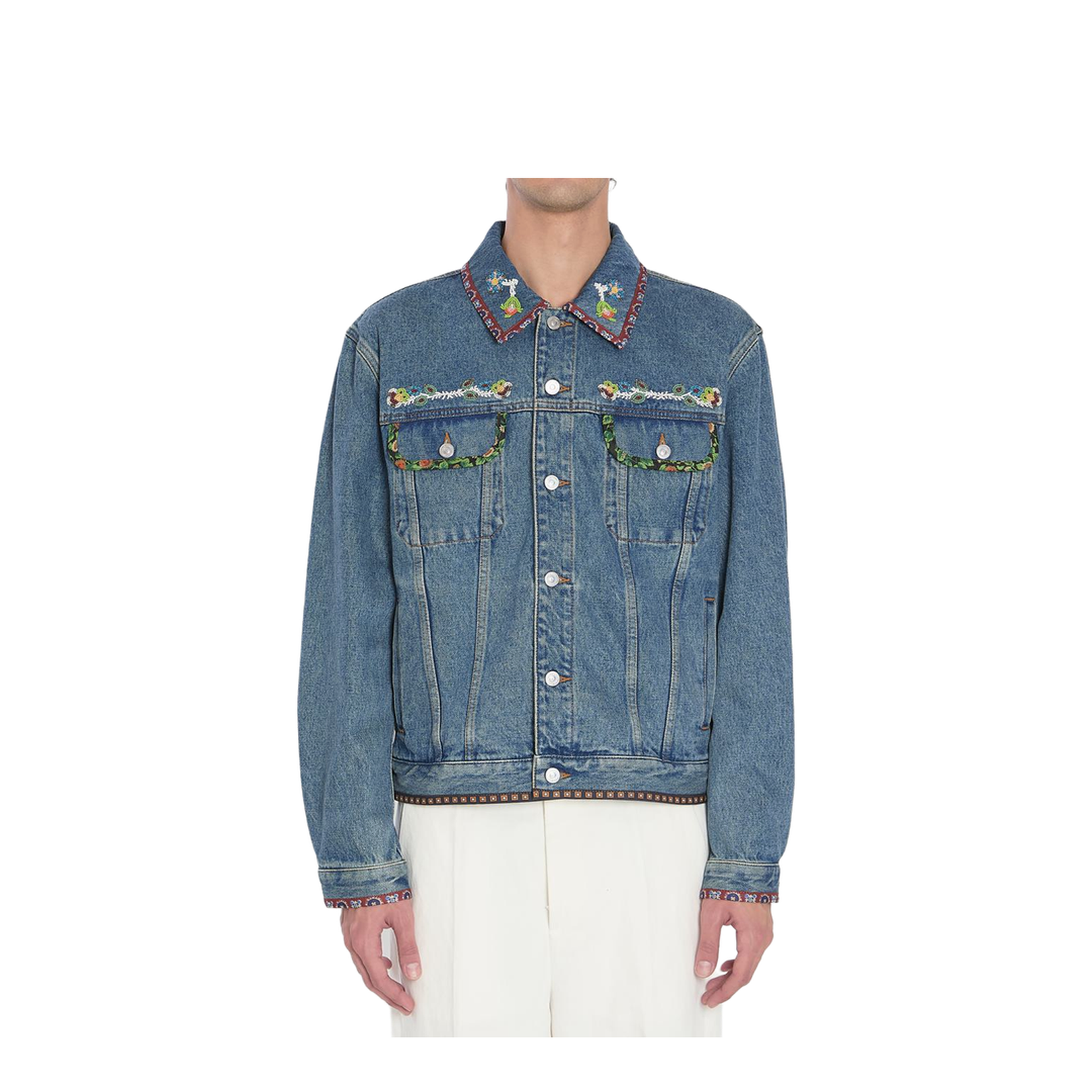 Bead-Embroidered Denim Jacket