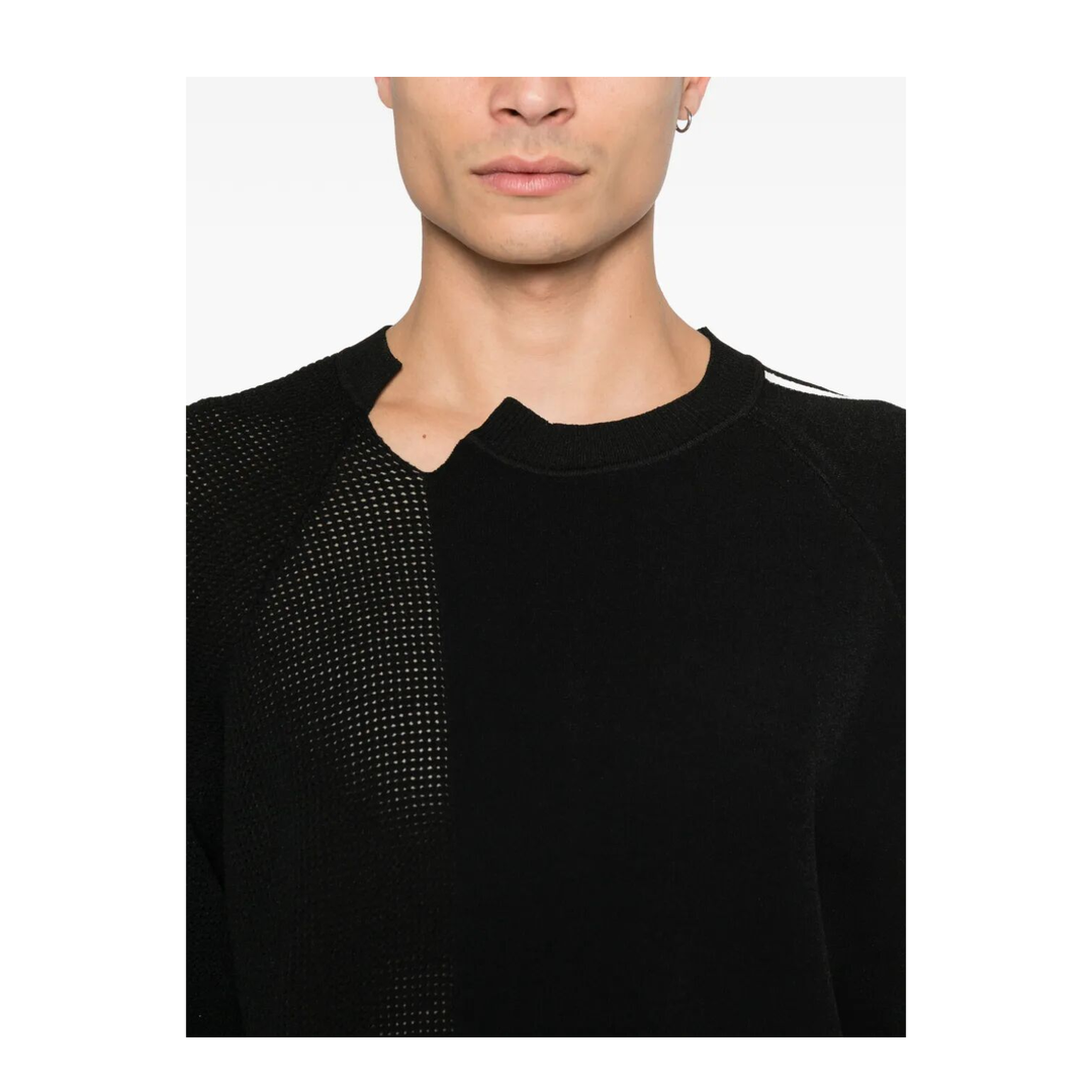 MAYFEYR - Y-3 - Logo Perforated Knit Sweater - KR2395BLACKWHITE