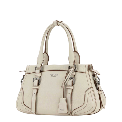 Ivory Leather Large Handbag