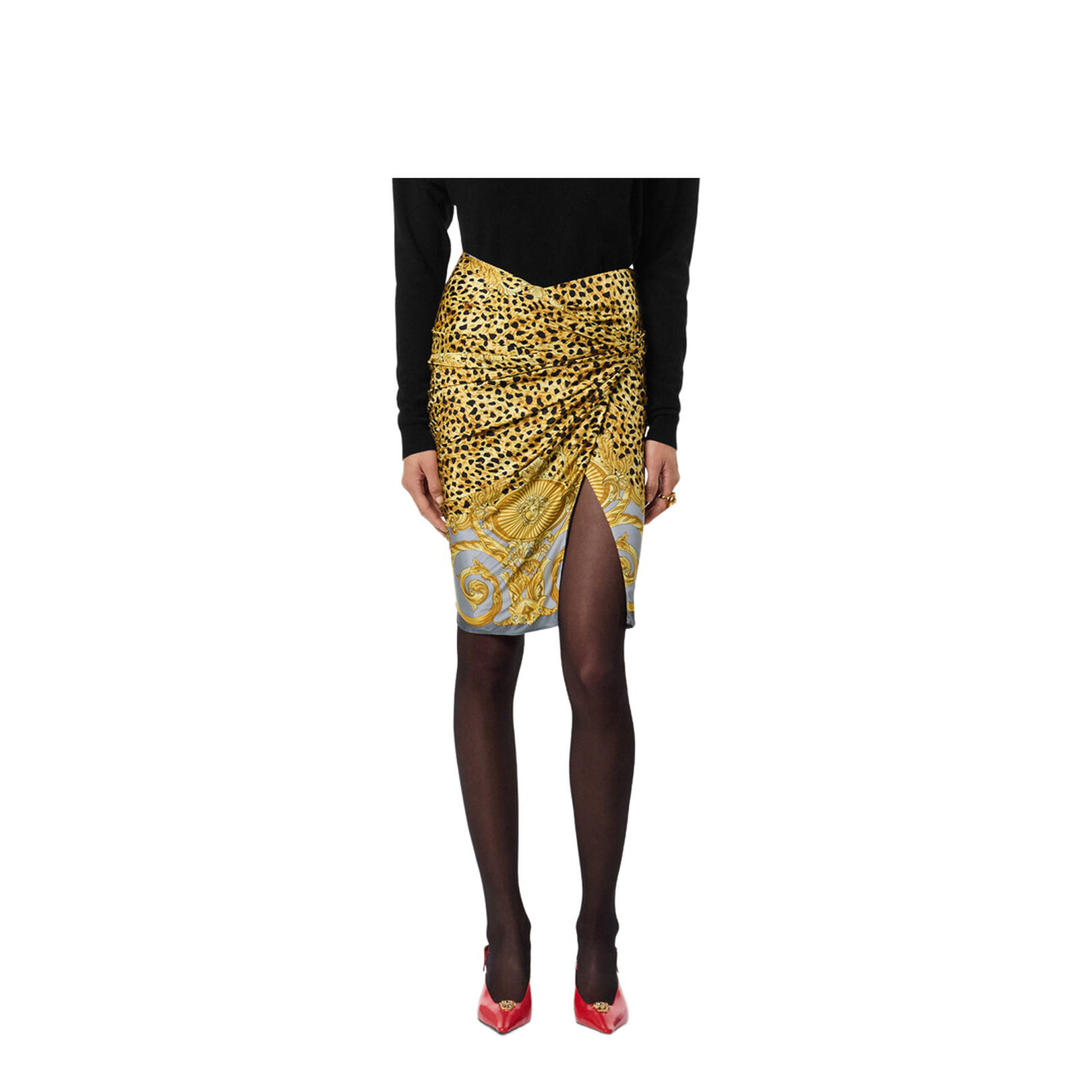 Skirt Cheetah Foulard On Responsible Heavy Viscose Liquid Jersey