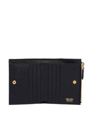 Saffiano Leather Bifold Wallet, Gold Hardware