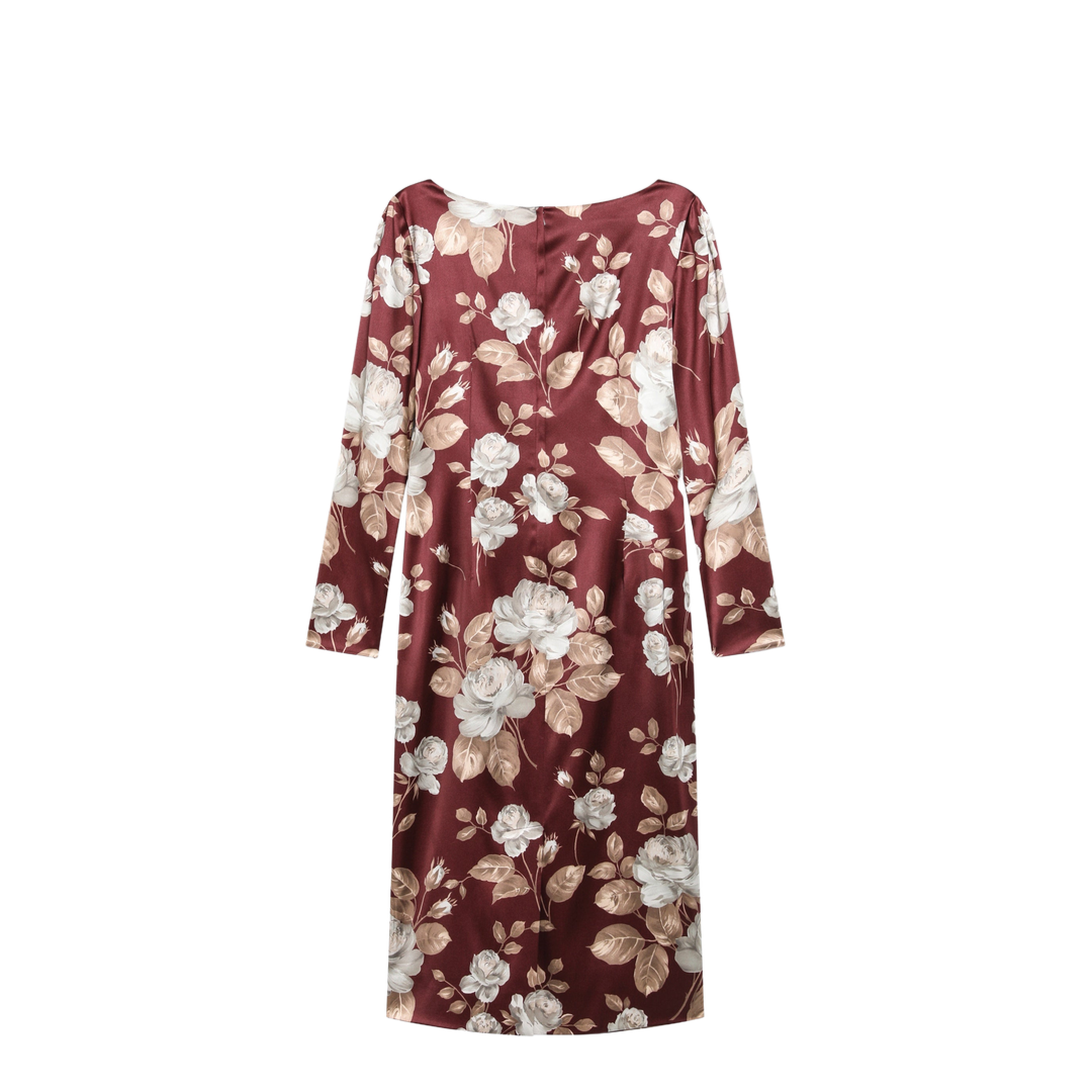 MAYFEYR - Dolce & Gabbana - Burgundy Satin Dress With Floral Print - F6TYGTFSIB8HR5QQ