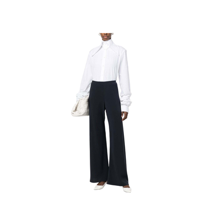 Navy Blue Cady Gala Wide-Leg Pant