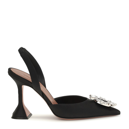 MAYFEYR - Amina Muaddi - Begum Slingback Pumps - C9S343855BEGBLACKSATIN