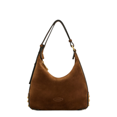 Metal Dots Mini Calfskin Suede Shoulder Bag - Brown