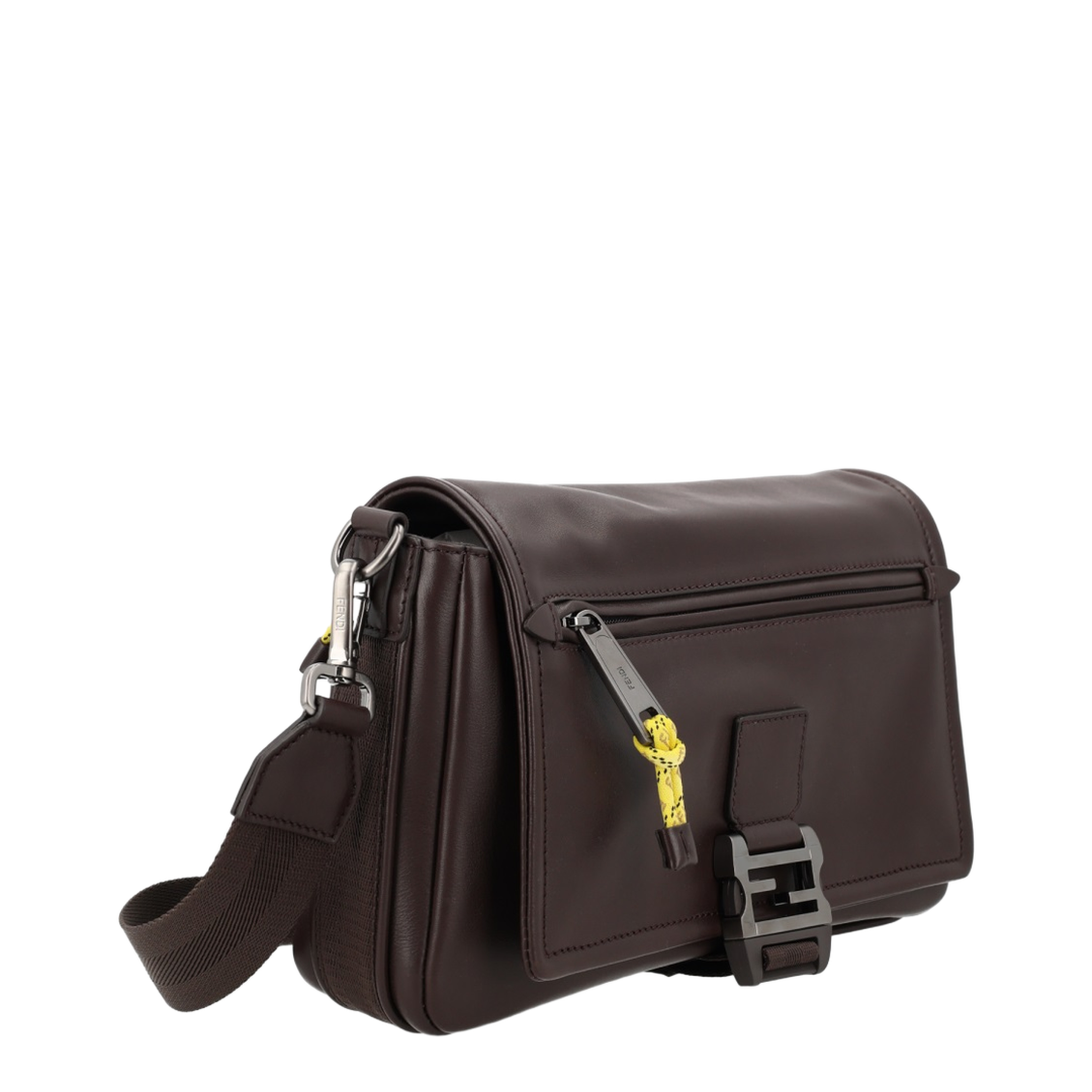 Flux Calf Leather Messenger Bag - Chocolate Brown