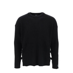 Versace ribbed-knit sweater with leather straps