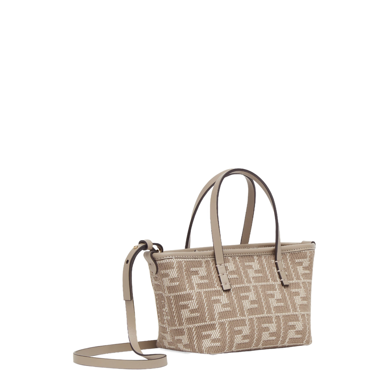 Roll Mini Canvas Top Handle Bags - Beige