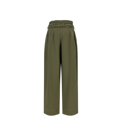 High-Waisted Denim Pants Green