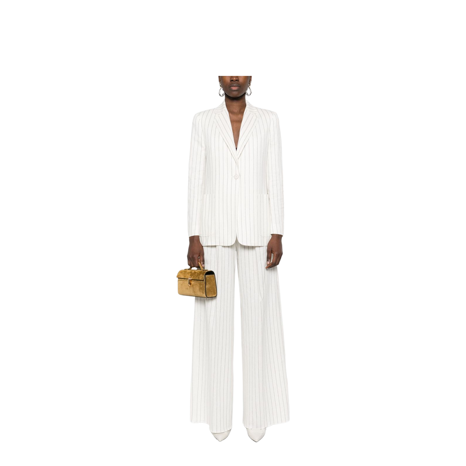 Linen-Blend Single-Breasted Jacket In White
