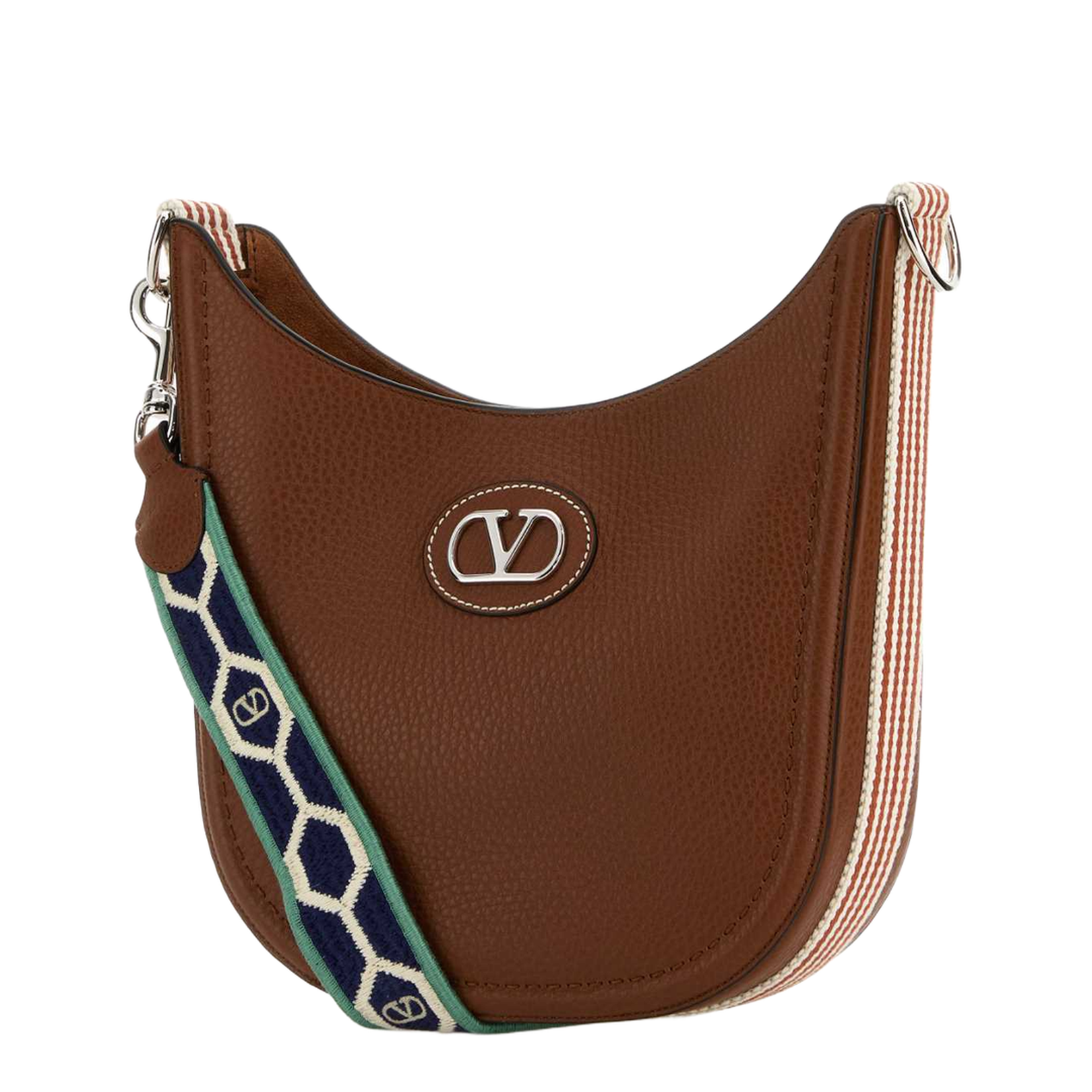 Caramel Leather Vlogo Signature Shoulder Bag