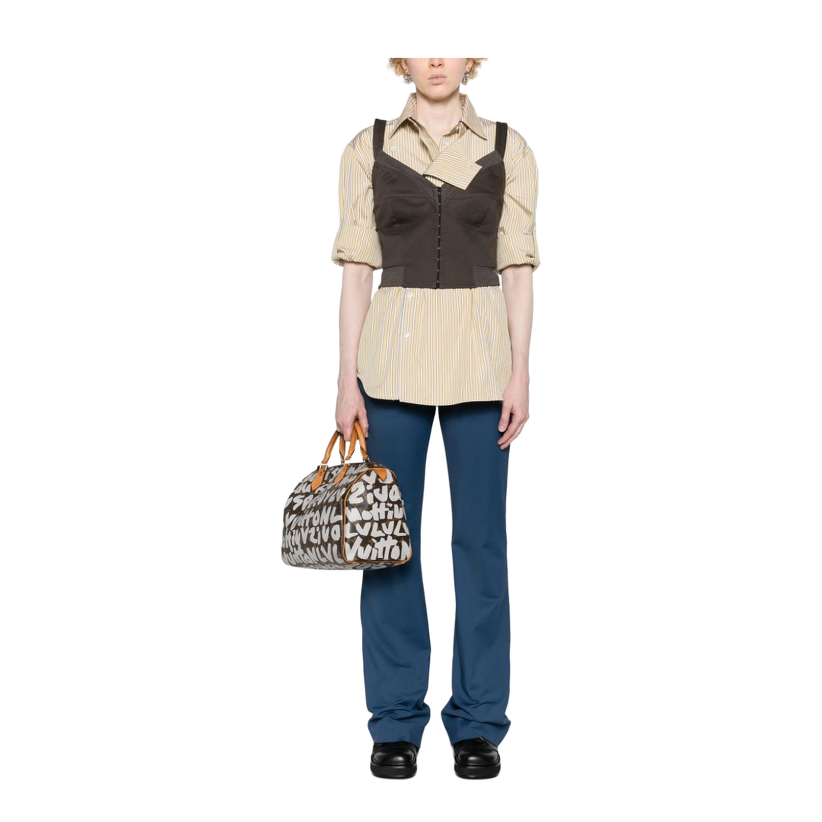 High-Waisted Flared Trousers