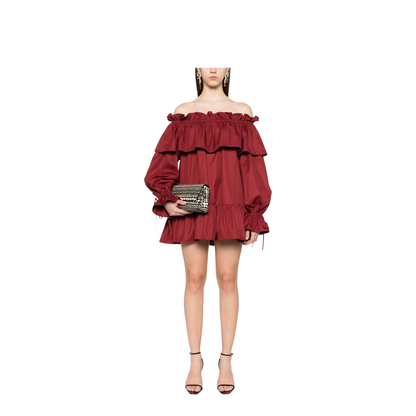 Ruffled Dress in Cotton Twill