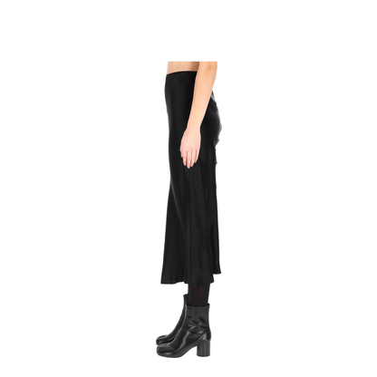Black Satin Midi Skirt